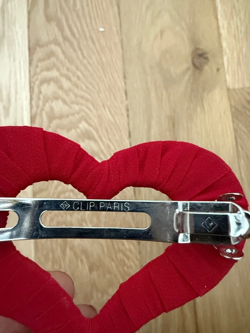 Red Heart Fabric Hair Clip